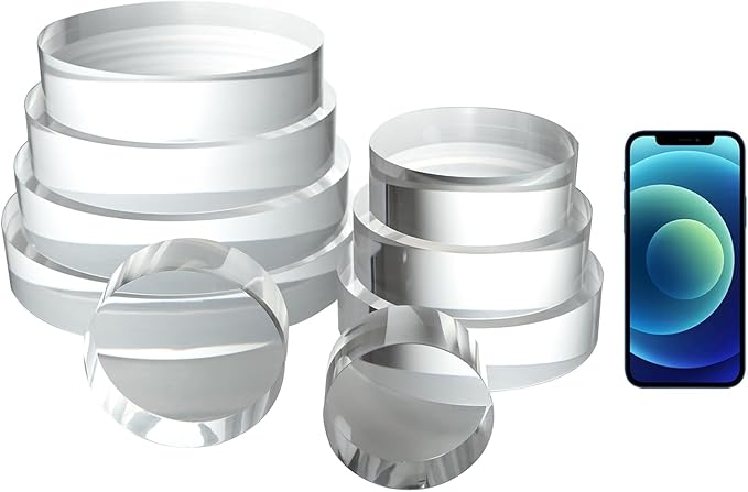 CiaoHER 2in Thickness 11in Diameter Acrylic Disc Display Block Clear Polished Round Pedestal Stand Riser 11" x 2", 1 Pack