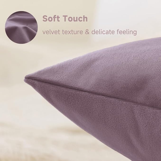 QUORGVES Jam Velvet Pillow Covers 18x18 Inch Set of 2, Soft Solid Decorative Square Throw Pillow Covers, Decor Cushion Covers for Bed Sofa Couch Bedroom Living Room - Dusty Rose Mauve