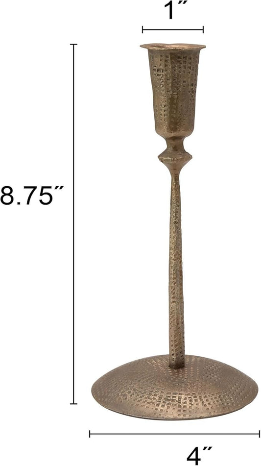 Creative Co-Op Hand-Forged Hammered Metal Taper, Antique Brass Finish Candle Holder