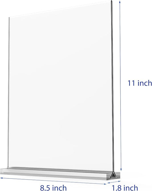 newnewshow Acrylic Sign Holder 8.5x11 Inch 6 Pack Vertical T Shape Double-Sided Desktop Display Holder