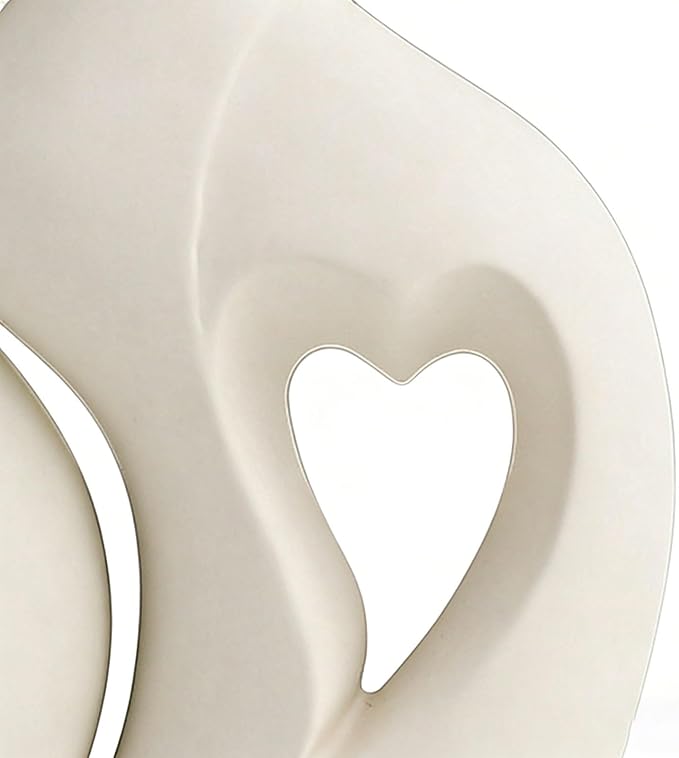 Ceramic Vase - 2 Piece Heart-Shaped Modern Home Decor, Aesthetic Table Centerpiece, Handcrafted Flower Vase Set, Matte White Wedding & Gift, Shelf Sculpture