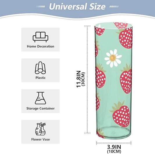 ALAZA Plant Abstract Strawberry Cartoon Pattern Flower Vases for Home Decor Kitchen Bedroom Living Room Bathroom Office Table Decorations