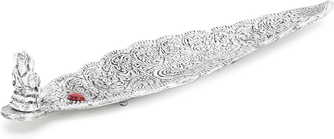 Zap Impex Metal Leaf Incense Stick Holder and Ash Catcher (Ganesh Figurine)