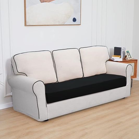 Easy-Going 100% Waterproof Sofa Seat Cushion Slipcovers Couch Cushion Cover Stretch Furniture Protector for Kids, Pets (Sofa Cushion, Black)