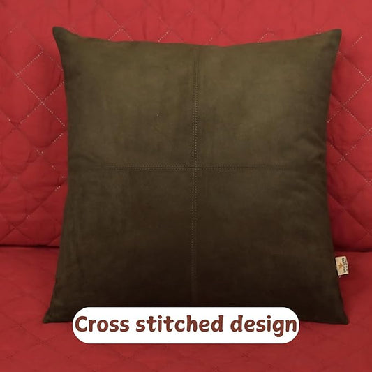 Genuine Suede Leather Pillow Cover, 18x18 Inch Case for Lumbar Throw Couch Pillows, Thick & Soft Cushion Covers for Sofa Bed Home Decor (Suede Deep Forest Green Plain Pack of 1)