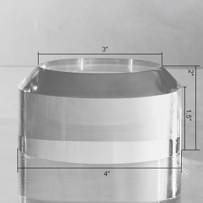 CiaoHER 2in Thickness Acrylic Disc Display Block Clear Polished Round Pedestal Stand Riser (4'' x 2'')