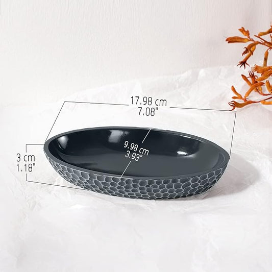 Emibele Jewelry Dish, Honeycomb Resin Ring Holder Jewelry Tray Key Bowl Decorative Trinket Dish for Vanity Entryway Table Home Decor, Gray