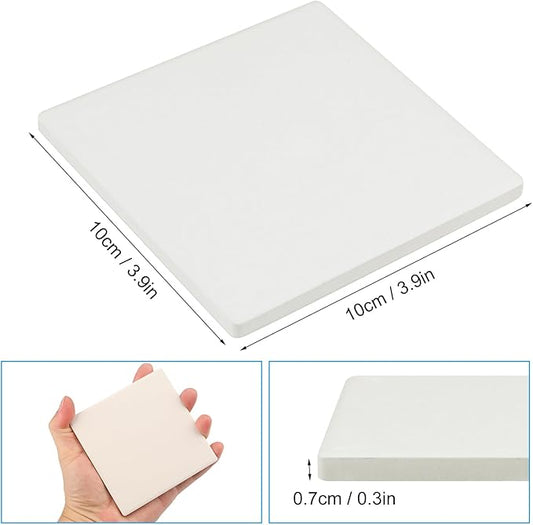 GNIEMCKIN 45 Pieces 4x4 Inch Blank Ceramic Coasters, Unglazed Ceramic Tiles Coasters, Ceramic Tiles with Cork Backing Pads for Painting, DIY Crafts, Mosaics, Square, White.