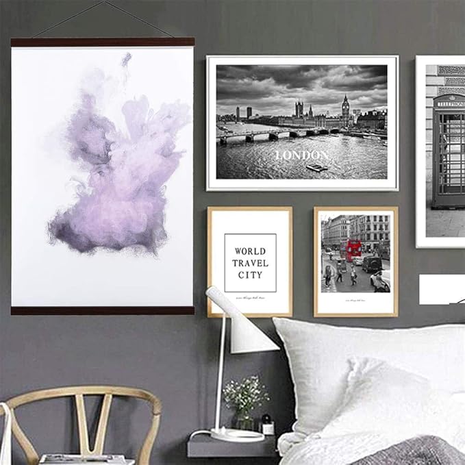 25x16 25x35 25x38 Poster Frame, Magnetic Light Wood Wooden Frame Hanger for Photo Picutre Canvas Artwork Art Print Wall Hanging (1 Pack, 25", Walnut)