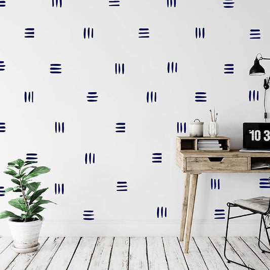 120pcs Modern Line Wall Stickers Boho Nursery Kids Living Room Scandinavian Home Décor Self-Adhesive Murals Vinyo DIY Gift YT5037 (Navy Blue)