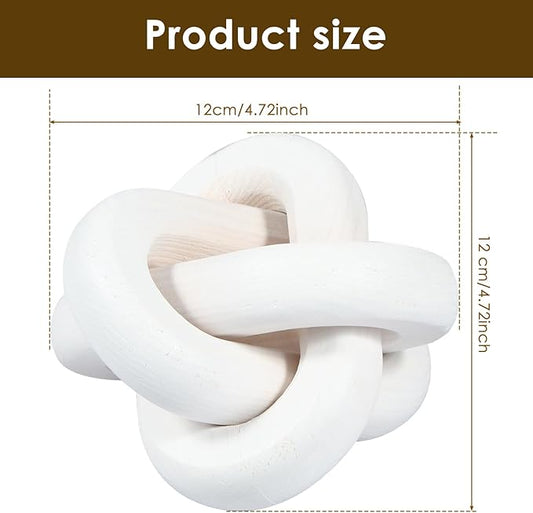 Wood Knot Chain Link Decor 3 Link Boho Wood Knot Decor White/Black Wood Knot Art Decorative Wooden Links Knots Rustic Wood Chain Link Decor for Living Room Bedroom Office Farmhouse Decorations (White)