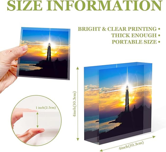 Desk Ornaments Lighthouse on Sunset Acrylic Desk Decor 4x4 Tabletop Wall Sign - Appreciation and Housewarming Presents for Coworkers and Friends