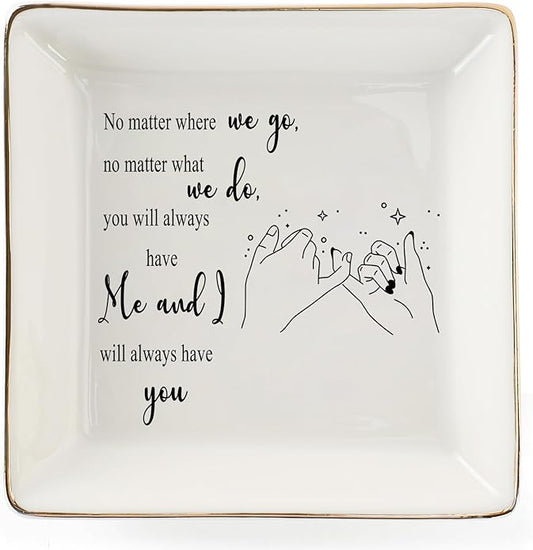 HOME SMILE Ceramic Ring Dish Jewelry Tray for Mom Sister Friends