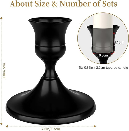 Black Candle Holder Taper Candle Holders, Set of 6 Candlestick Holders Decor for Home Decor, Metal Taper Candleholder for Fall Thanksgiving Halloween Christmas Table Fireplace Decor (6, Black)