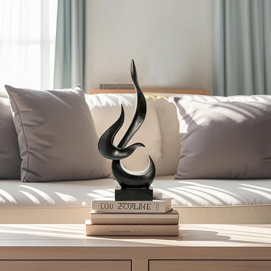 Gold Fire Flame Sculpture, Modern Abstract Resin Statue, Art Statue Home Decor for Living Room TV Stand Coffee Table Shelf Accents Decor.(Small)