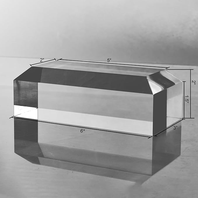 CiaoHER 2in Thickness Beveled Solid Acrylic Display Block Clear Polished Pedestal Stand Riser Solid Base (3x6)