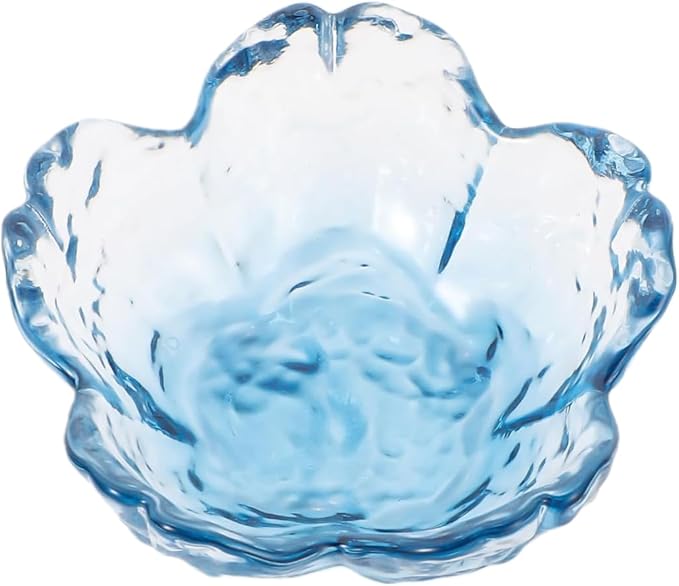 Small Blue Key Bowl Flower Glass Jewelry Dish Aesthetic Trinket Tray Engagement Wedding Ring Holder Plate Room Decor Dish Organizing Necklace Earrings