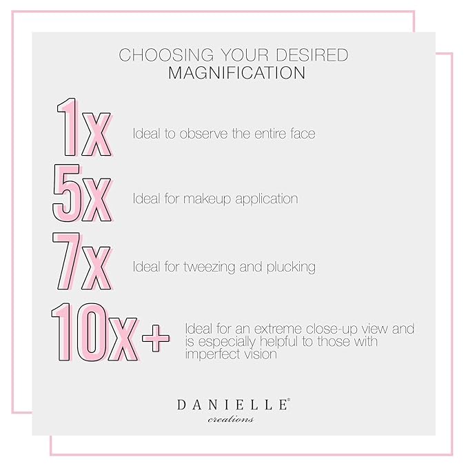 Danielle Creations Rectangle Soft Touch Vanity Mirror, Black, 1x/7x Magnifying Makeup Mirror with Stand, Portable Tabletop Bathroom or Desk Mirror
