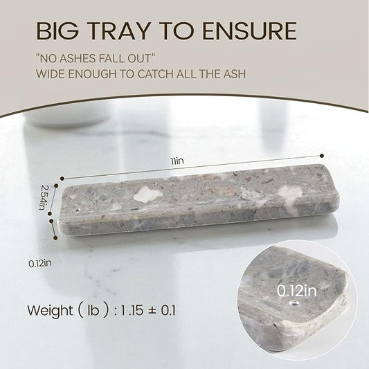 Koville Marble Incense Holder, Incense Holder for Sticks, Incense Sticks Holder Ash Catcher for Meditation Yoga SPA, Natural Stone Incense Burner, Home Table Decor (Grey)