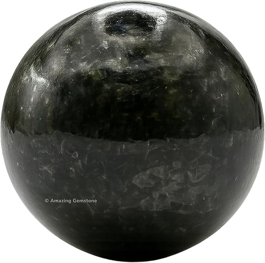 Amazing Gemstone Nuummite Crystal Ball with Stand - 1.5" Inches Crystal Sphere Meditation Balls for Witchcraft and Decorative Balls
