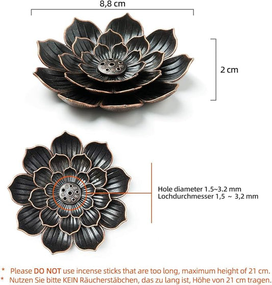 Brass Lotus Incense Holder, Incense Sticks Burner, Incense Ash Catcher, 3 Pack