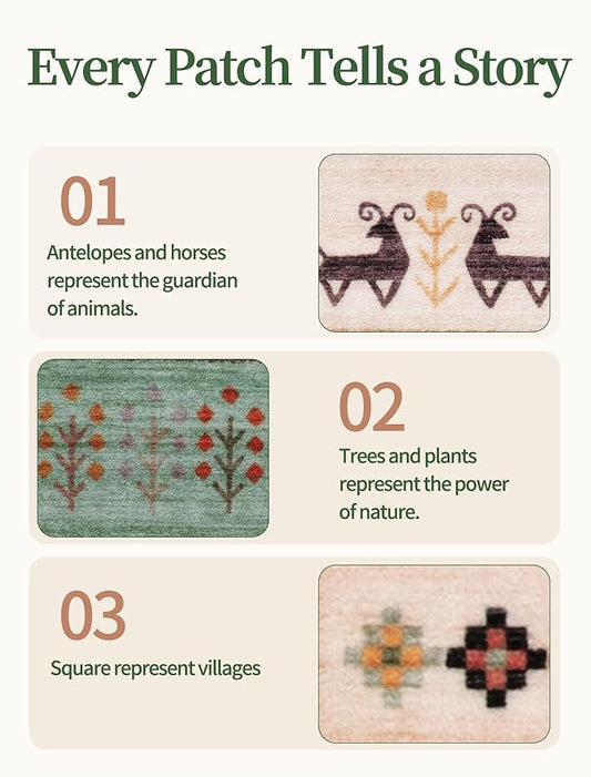Tangsoo Washable Runner Rug Non Slip, 2x5 Vintage Runner Rug for Hallway, Soft Low Pile Tribal Carpet 2x5 Rug Runners for Kitchen Bathroom Laundry Bedroom Entrance Bedside (Green Beige)