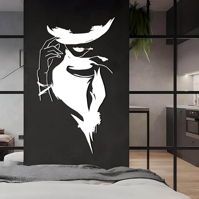 YDONVTI Elegant Lady Metal Wall Decor, Modern Woman Face Metal Wall Decor, Minimalist Female Line Wall Art, Modern Line Art for Bathroom Living Room Bathroom Office (Gold, 59"x34"/150x85cm)