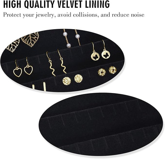 Earring Organizer Tray, Jewelry Tray with Lid, Earring Storage Box, and Jewelry Display Case, Keep Your Earrings Organized and Secure with This Stylish and Functional Earring Tray (Black)