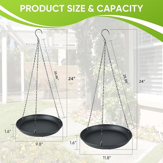 Metal Plant Hanger for Indoor Outdoor Use,Hanging Planters for Plants Basket with 9.8in/11.8inDiameter, Black Window Shelf for Plants(11.8IN)
