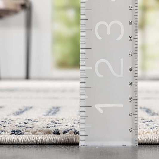 Well Woven Harlow Collection Briar Light Blue - Modern Tribal Minimalist Geometric 8x10 Area Rug - Ideal for Living Room, Dining Room & Bedroom - Durable, Stain Resistant & Easy to Clean