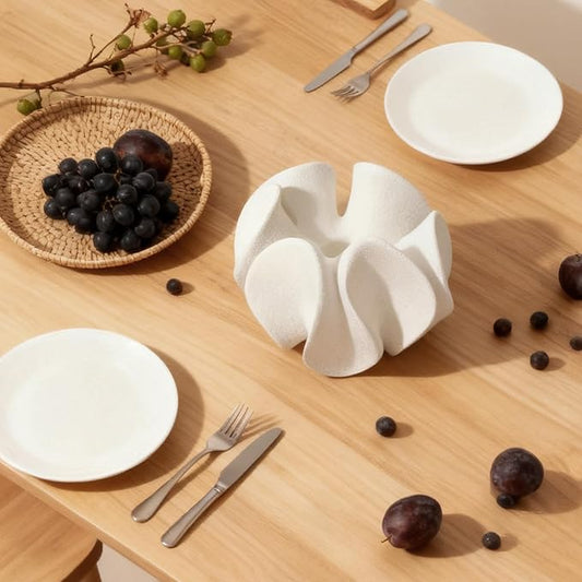 DN DECONATION Abstract Home Decor Living Room Coffee Table Decor, Modern White Textured Art Statue, Resin Sculpture for Bookshelf Desk Bedroom Office Wedding Gift for Men