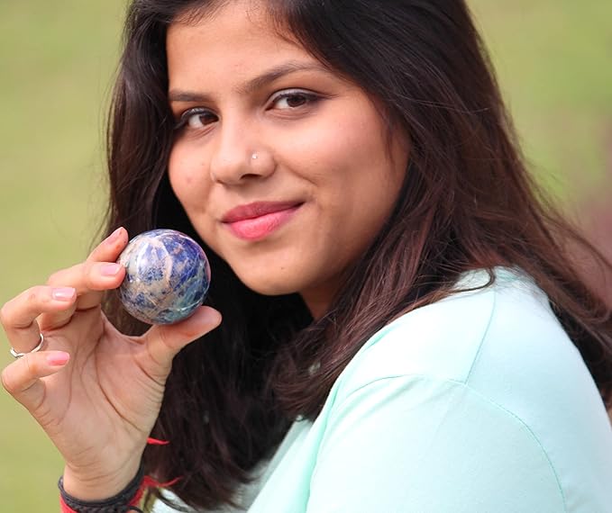 Jet Sodalite Crystal Ball 50-55 mm – Natural Healing Gemstone Sphere for Positive Energy, Meditation, Reiki, Chakra Balancing, Home Décor & Collectible Crystal