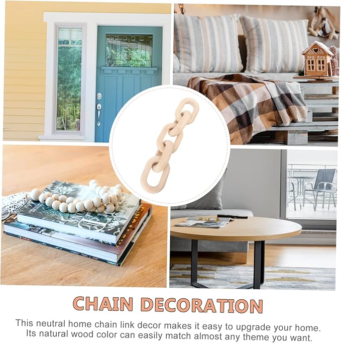 Wood Chain Link Decor Neutral Aesthetic Home Ornament for Living Room Bedroom and Office Display for Minimalist and Farmhouse Decor Natural Wood