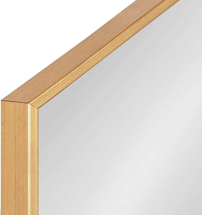 Kate and Laurel Rhodes Modern Hexagon Wall Mirror, 24" x 36", Gold, Chic Geometric Wall Mirror