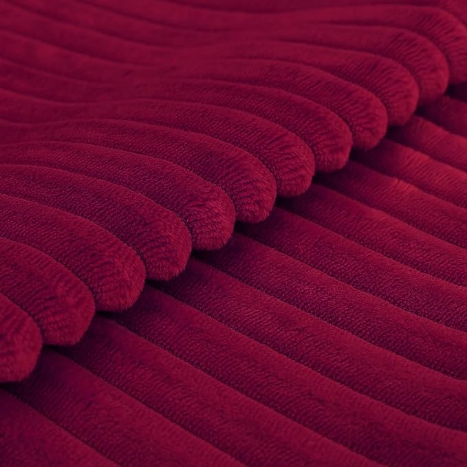 Simmore Decorative Euro Sham Throw Pillow Covers 22x22 Set of 2, Soft Natural Plush Flannel Double-Sided Fluffy Couch Pillow Covers for Sofa Living Room, Burgundy