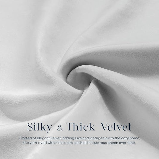 Phantoscope Pack of 2 Velvet Throw Pillow Covers, Decorative Soft Velvet Pillows Accent Double-Sided Gusseted Design, Square Cushion Case for Couch Sofa Bed, Light Grey, 18 x 18 inches 45 x 45 cm