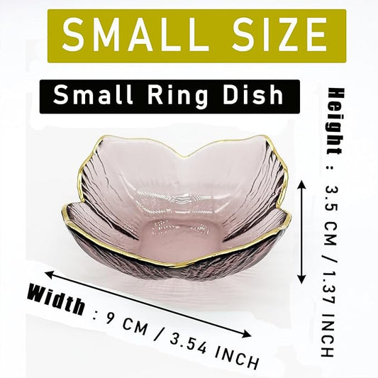 Small Flower Ring Dish Jewelry Tray, Pink Glass Jewelry Dish Tray, Nightstand Decor Jewlery Plate, Gifts for Mom, Crystal Ring Holder for Women, Bathroom Jewelry Bowl Trinket Tray Soap Dish