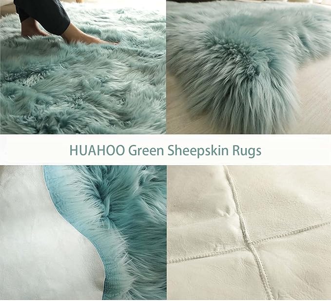 HUAHOO Premium Genuine Sheepskin Rug Real Australia Sheepskin Natural Lambskin Fur Area Rug Seat Covers for Kids Bedroom Sofa Chair Cover Pets Dogs Mat Quarto Pelt/4' x 6' Mushroom