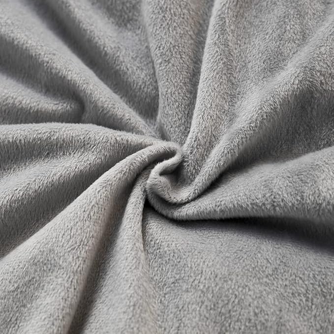 Uhamho Set of 2 Faux Fur Throw Pillow Covers Soft Velvet Decorative Pillowcases Zipper Closure (Light Gray, 20"x36")