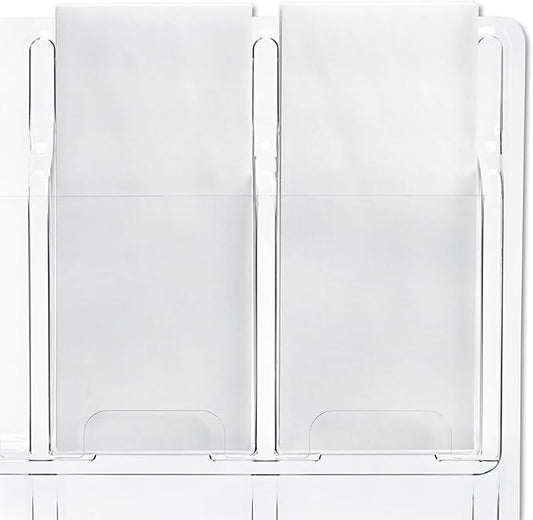 Safco Reveal Literature Rack, 24 Compartments Magazine Holder, Wall-Mounted Brochure Organizer, Acrylic, Clear