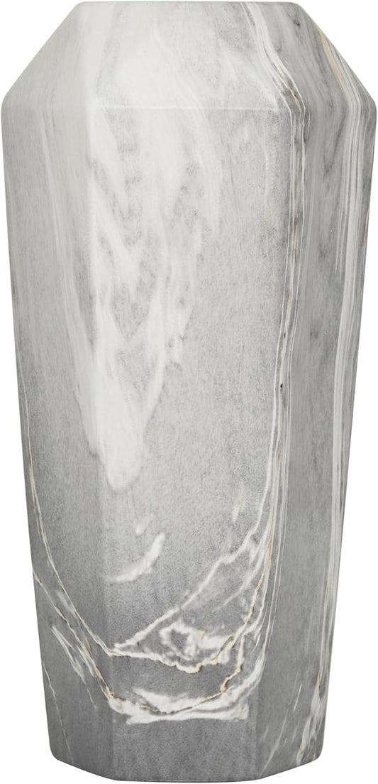 Deco 79 Ceramic Decorative Vase Faux Marble Centerpiece Vase, Flower Vase for Home Decoration 7" x 7" x 14", Black