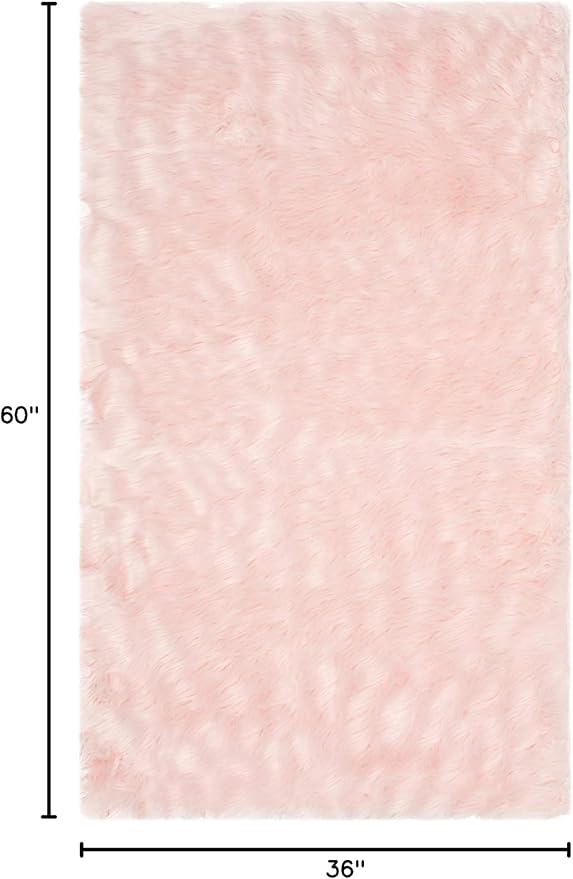 SAFAVIEH Faux Sheep Skin Collection 3' x 5' Pink FSS235G Silken Glam 2.35-inch Thick Area Rug