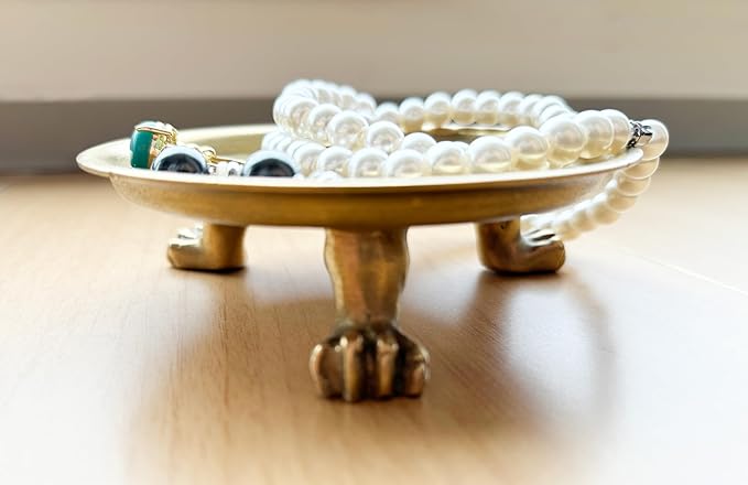 100% Solid Brass Clawfoot Tray - Brass Tray - Candle Holder -Antique Candle Holder - Jewelry Holder - Candle Stand - Jewelry Dish - Trays for Decor - Fits up to 3.5" Diameter Candles