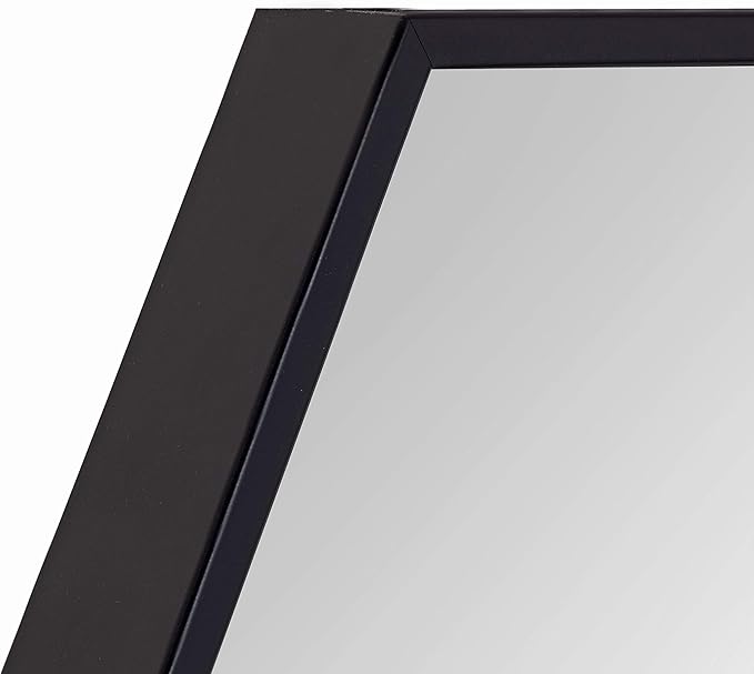Kate and Laurel Rhodes Modern Hexagon Wall Mirror, 31" x 22", Black, Chic Geometric Wall Mirror