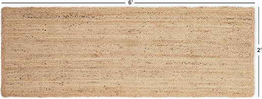 REDEARTH · Area Runner Rug - 2'x6' Braided Natural Jute with Non-Skid Backing - Handwoven Rectangular Boho Rug for Bedroom, Kitchen, Living Room Aesthetic Home Decor - Handmade Carpet, Set of 2
