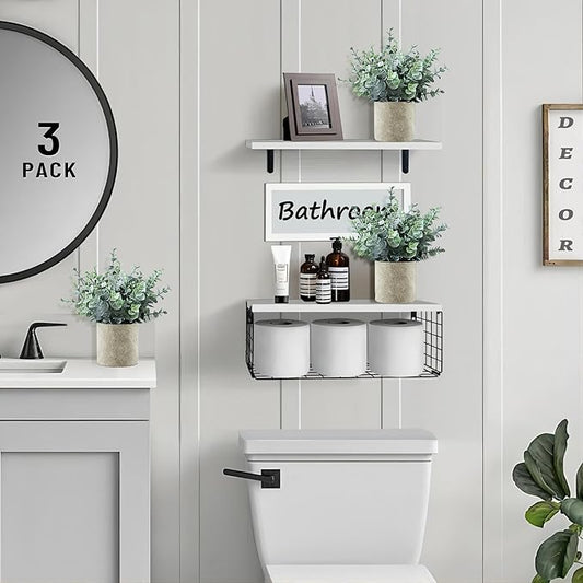 3 Pack Eucalyptus Fake Plants in Pot, Artificial Plants Indoor Greenery Small Faux Plants for Bathroom Shelf Room Desk Home Office Coffee Table Farmhouse Decor