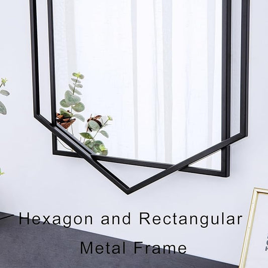 28"x40" Large Mirror for Living Room Decor, Black Bathroom Wall Mirror with Metal Frame, Classic Wall Decorative Mirror Vertical or Horizontal Hanging