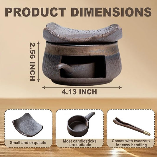 Ceramic Aromatherapy Stove Essential Oil Burner, Aromatherapy Burner for Herbs, Tealight Wax Warmer, Tea Light Candle Holders Teapot Warmer, Zen Incense Burner Kit for Home Office