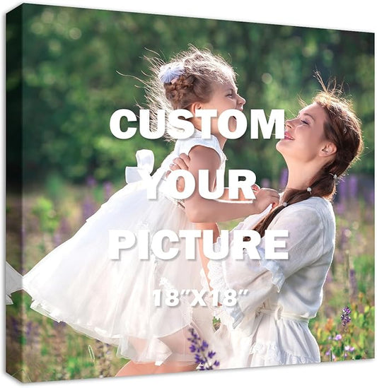 YYYYHPP Canvas Prints with Your Photos, Personalized Photo to Canvas Wall Art,Canvas Printing for Wedding, Family, Baby, Pets, Home Office Decor, Wrapped Frame 18"x18"