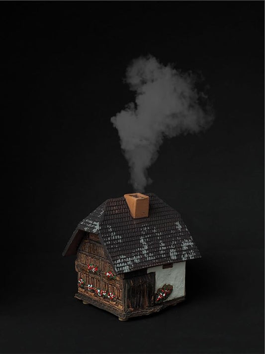 Handmade Ceramic Art Cone Incense Holder Room Decoration Handcrafted Collectible Miniature Küherstock House in Emmental, Switzerland R346